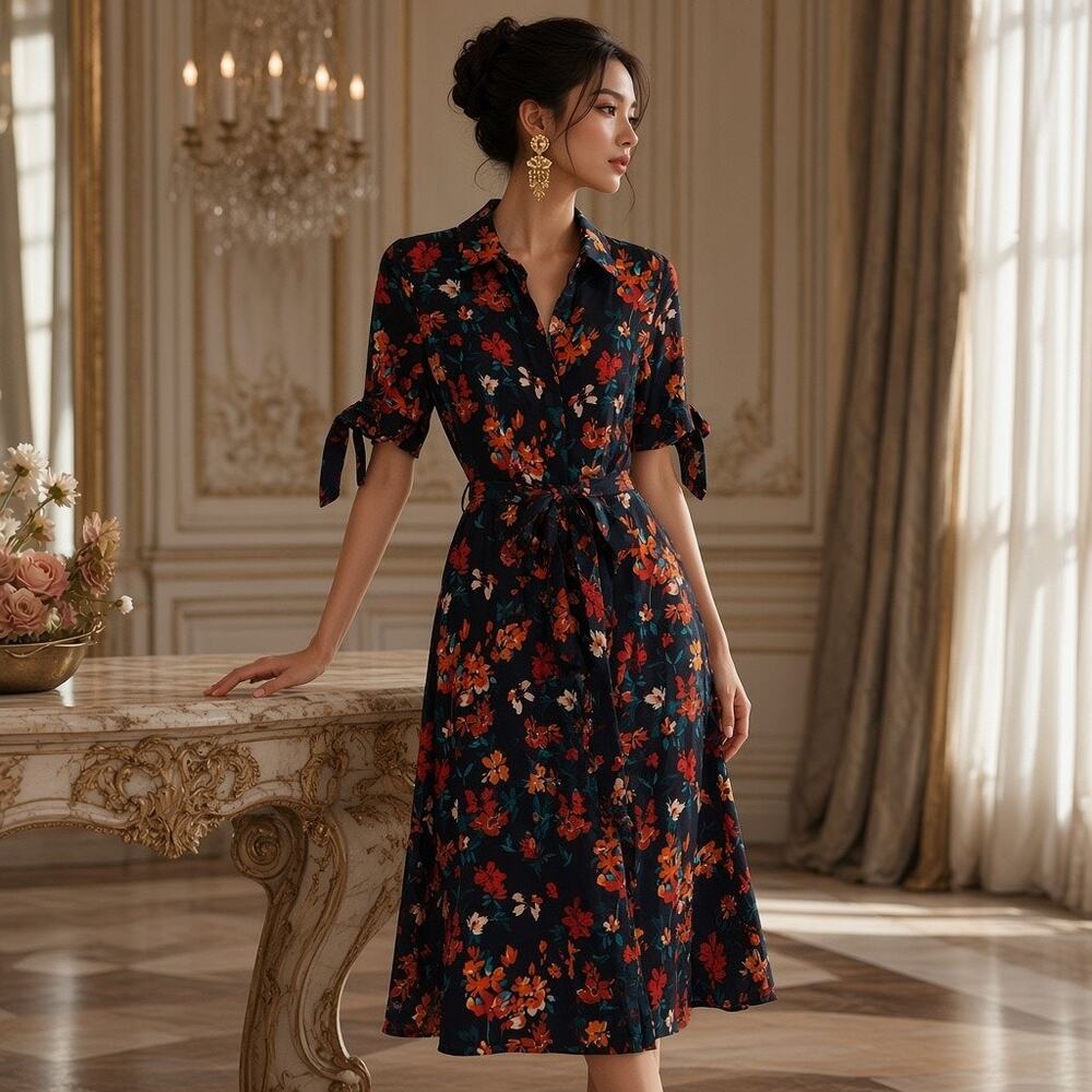 Calvin Klein Floral Belted Shirt Dress – Size 0 Petite, NWT